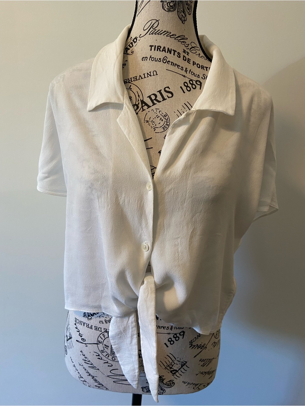 Wilfred Free Aritzia White Tie-Front Blouse